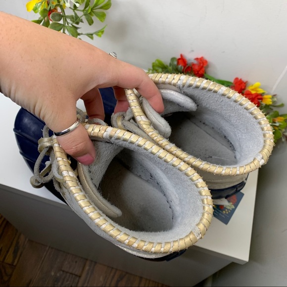 SOLD❌Jack Rogers Gold Blue Chloe Duck Boots - Picture 2 of 8